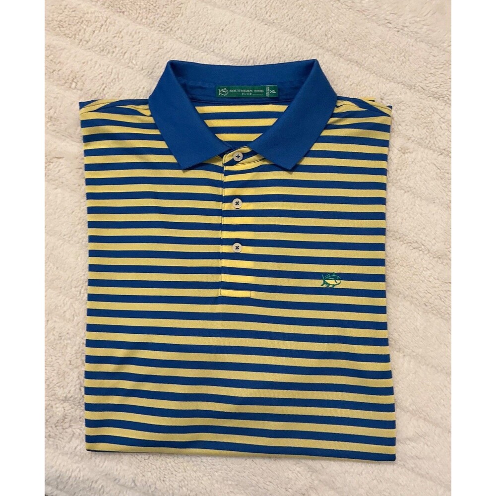 Southern Tide Shirt Mens XL Navy and Yellow Skipjack Polo